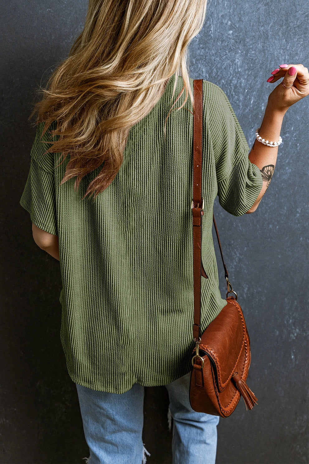 Ariel V Neck Chest Pocket Loose T-Shirt