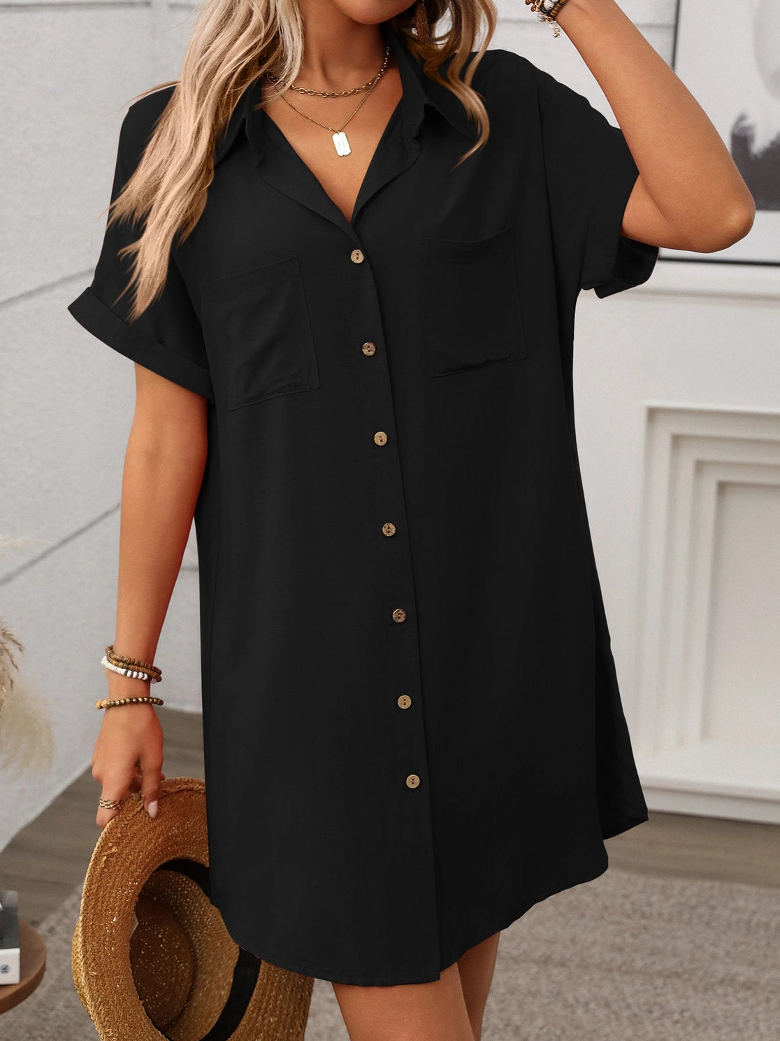 Coastal Drift Summer Shirt Dress Casual