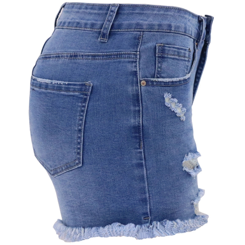 Summer Gal High-Rise Ripped Stretch Denim Shorts